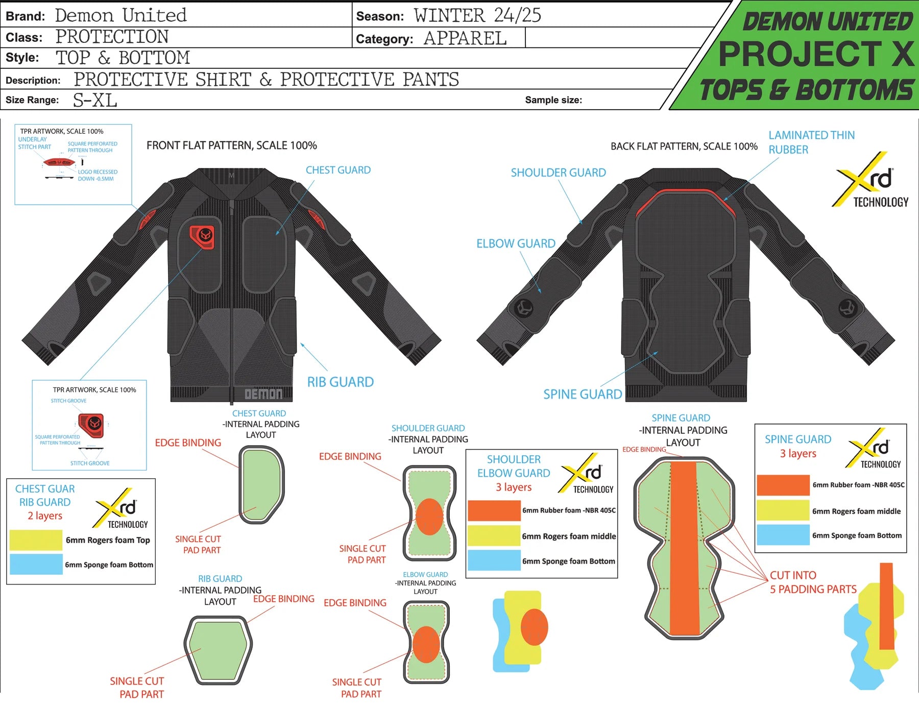 Demon Project X Top XRD - rugbeschermer ski, snowboard, mtb